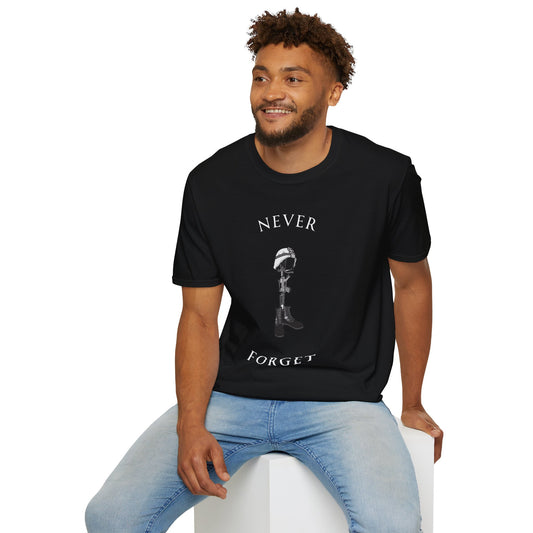 Never Forget Soldiers Cross Unisex Softstyle T-Shirt